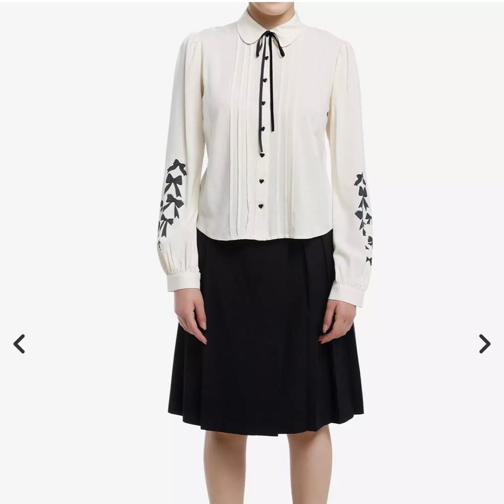 Hot Topic Sweet Society Black Ribbon Woven Long-Sleeve Plus Top 3X - Picture 8 of 10